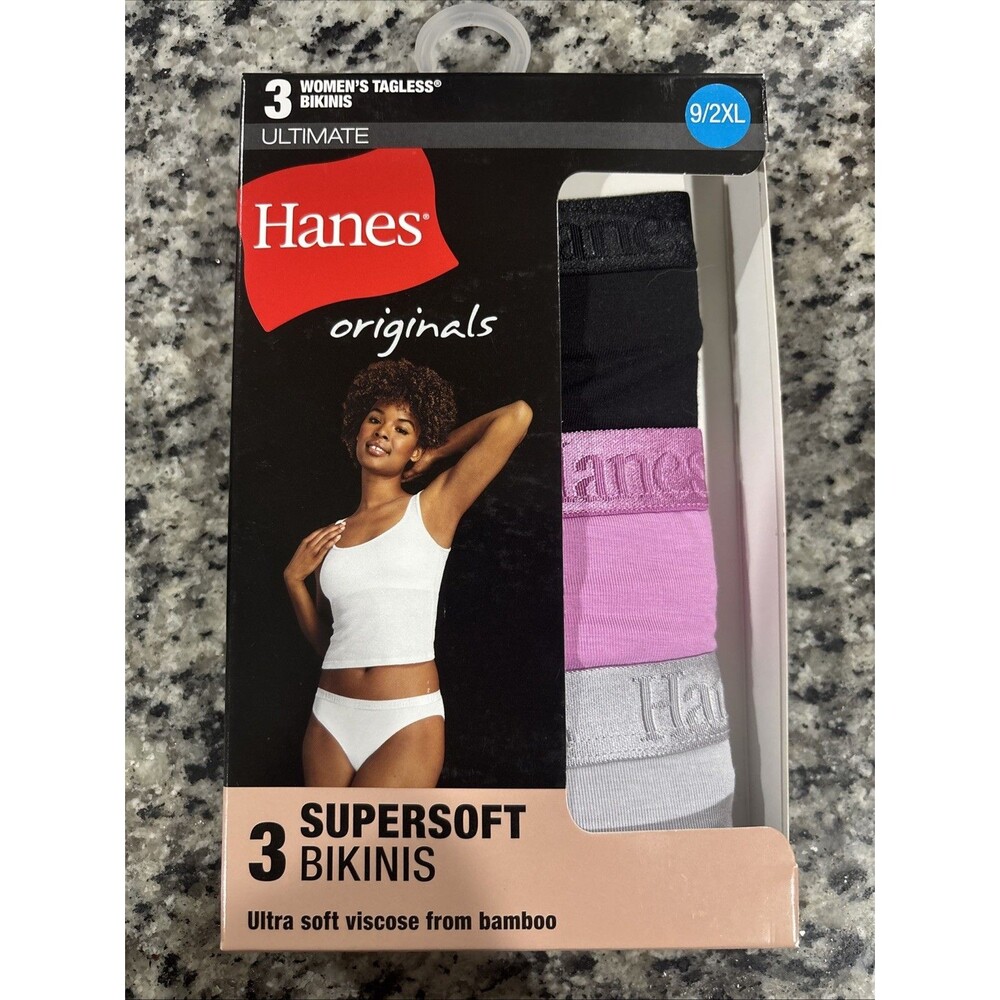 (#132) Hanes Ultimate Originals 3-Pair HIPSTER Panties Stretch Soft size 9/2XL